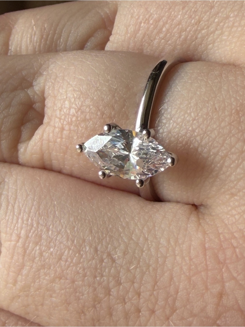 Marquise-Cut White CZ Ring in Silver - Women Jewelry